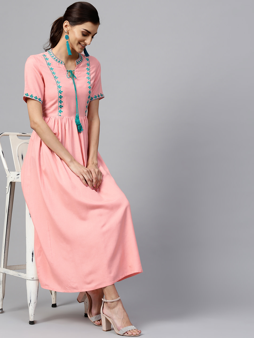 Georgette Midi Women Pink Dress, Size: Medium at Rs 270 in New Delhi | ID:  2852100980962